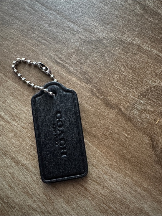Coach Other - Coach Black Leather Tag Key & Card Holder with Silver Ball Chain